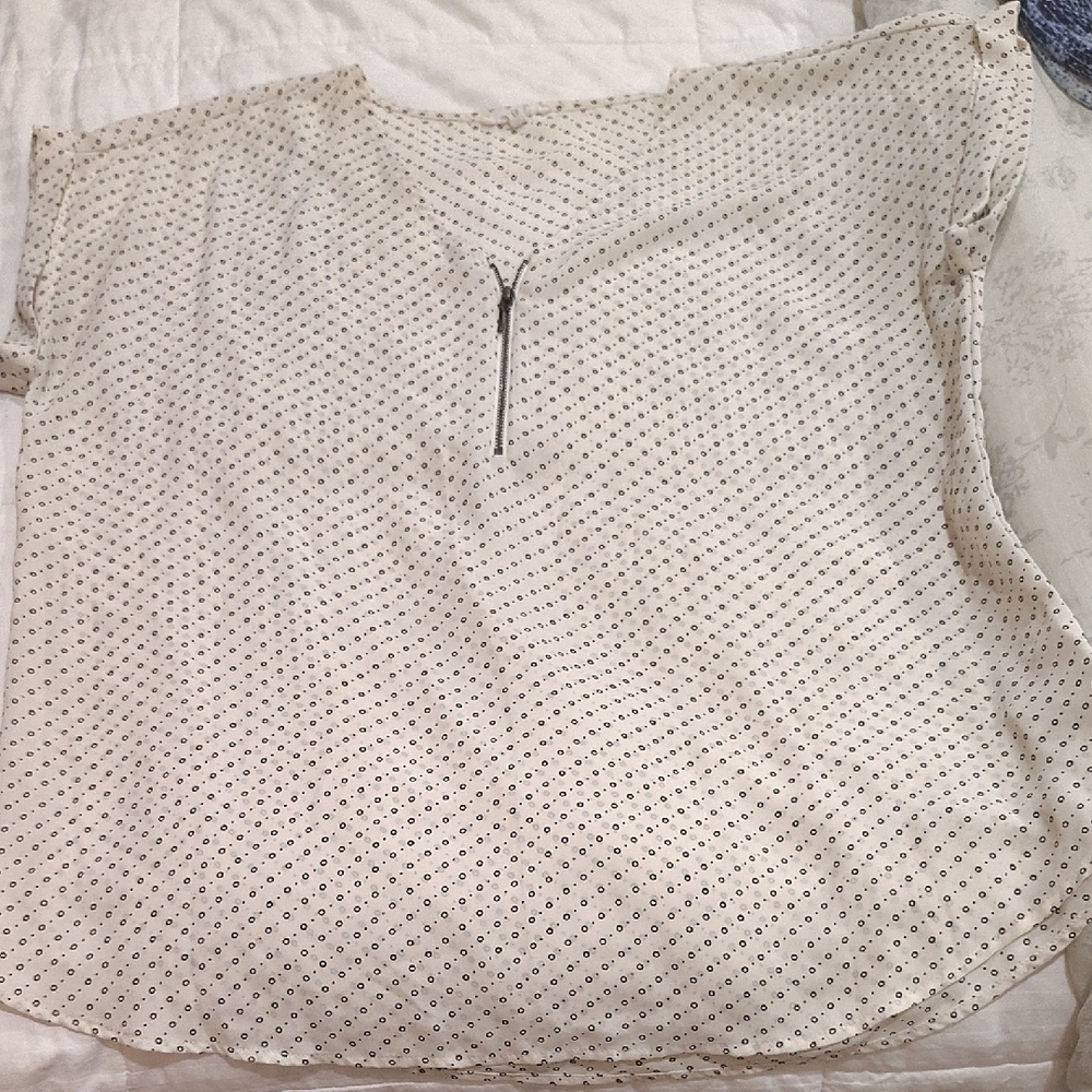 Maurices White Blouse with Black Dots